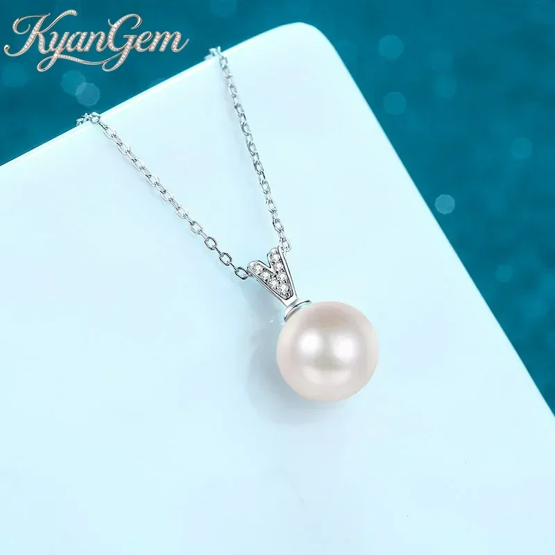 KyanGem 18K Gold Inlaid 10mm Freshwater Pearl Women's Collarbone Chain 18K  Platinum 4.5 Point Moissanite Fashion Necklace