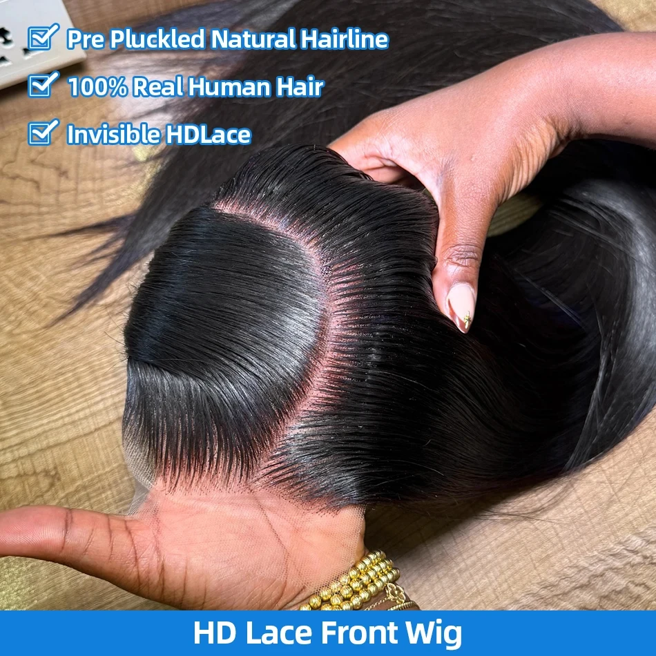 

Bone Straight 13x6 Lace Front Human Hair Wigs Brazilian 30 36 Inches HD Lace Frontal Wig Natural Color Wigs For Black Women