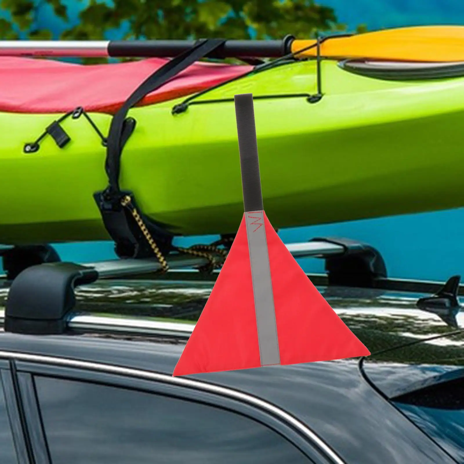 Kayaking Safe Flag with Reflective Strip Oxford Cloth Tow Sign for Fishing Boat Canoe Travel Loads
