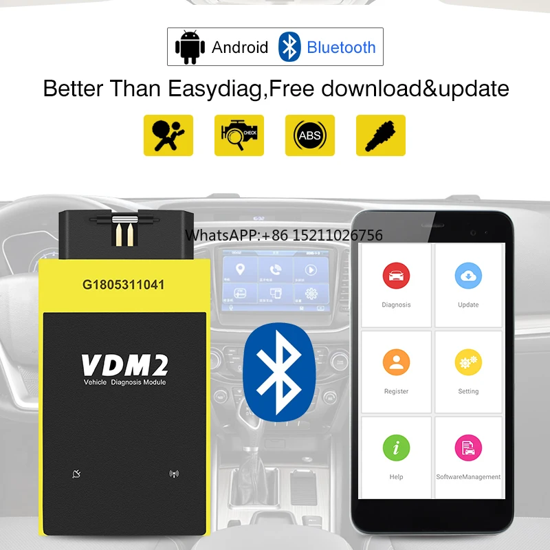 Полная система UCANDAS VDM2, автоматический диагностический сканер для Android VDM II VDM 2, считыватель кодов для Perodua