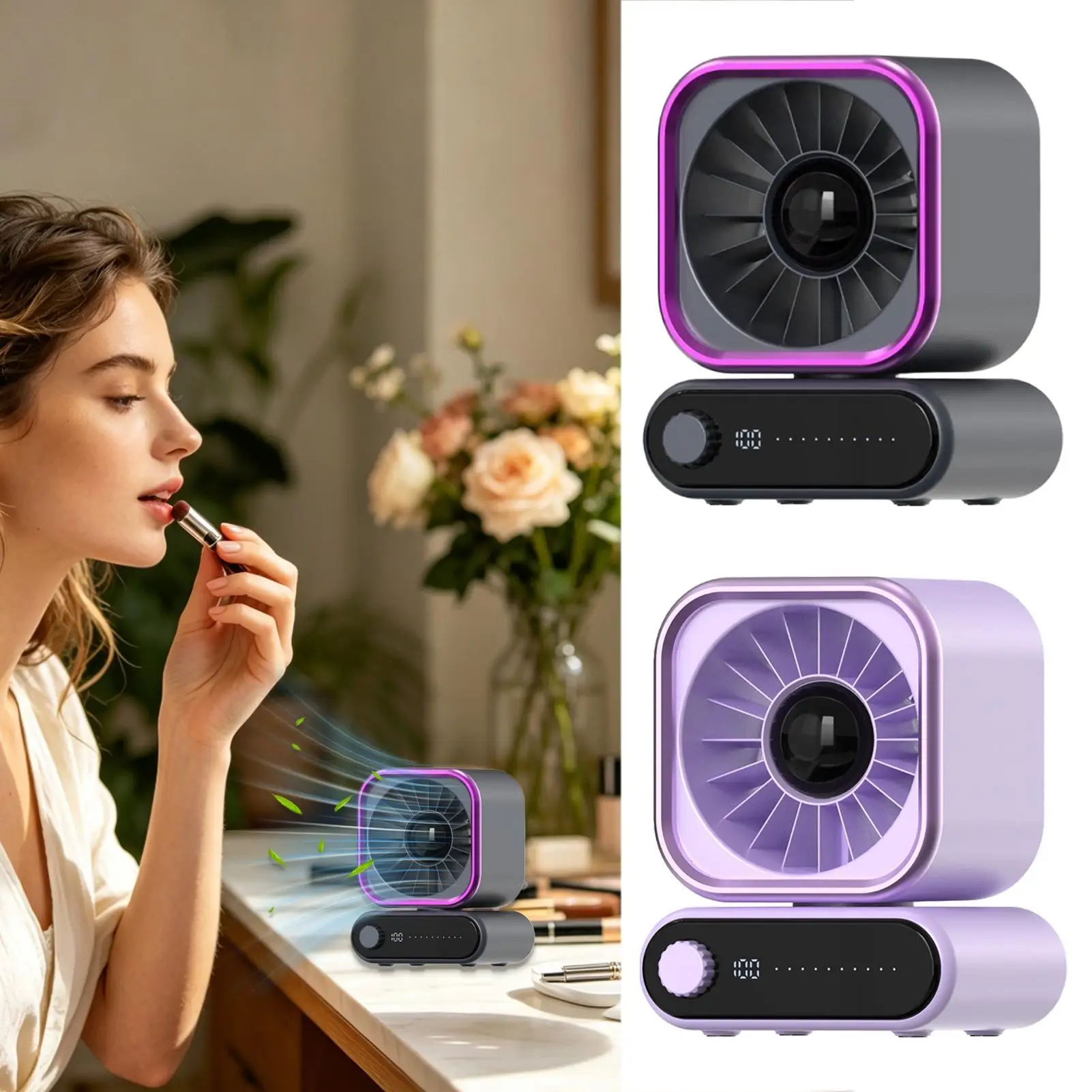 Desk Fan For Office Tabletop Cooling Tool With Auto Shaking Wide Angle Desktop Personal Fan For Bedroom Nightstand Dormitory