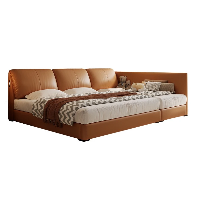 Parent-child bed for a family of three, splicing in the master bedroom, three-person widened elephant ear soft bag