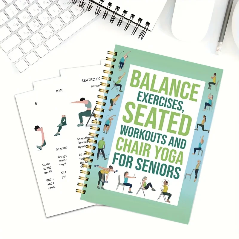 Chair Yoga Exercise Notebook For Seniors 50 Page Seated Yoga Guide, Fitness Planner Journal For Flexibility & Balance Training
