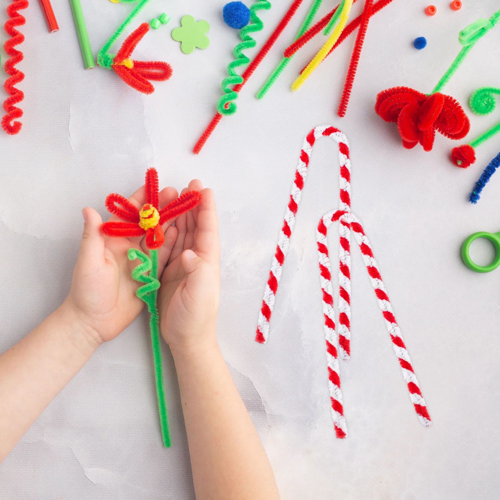 

50 Pcs Two-color Torsion Bar Educational Toys Kids Pipe Cleaners Chenille Stems Baby