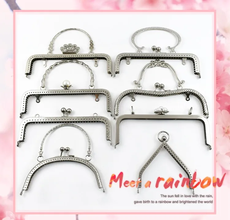 1Pc Deepeel Silver Metal Bag Handles Purse Frame Women Handbag Wallet Kiss Clasp DIY Handmade Sewing Bracket Bags Accessories
