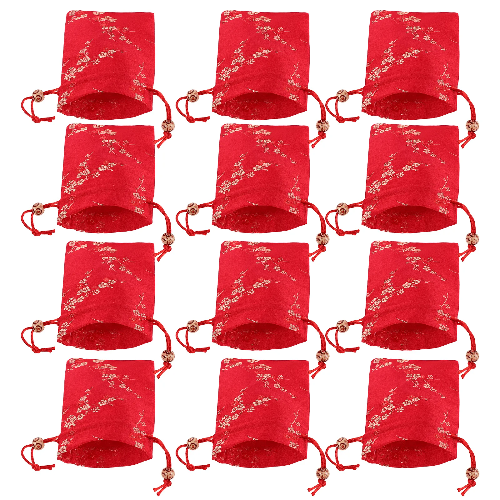 

Silk Bags with Drawstring 12pcs Embroidered Purses for Jewelry Travel Candy Sachet Clutch Coin Purse Chinese New Year Gift