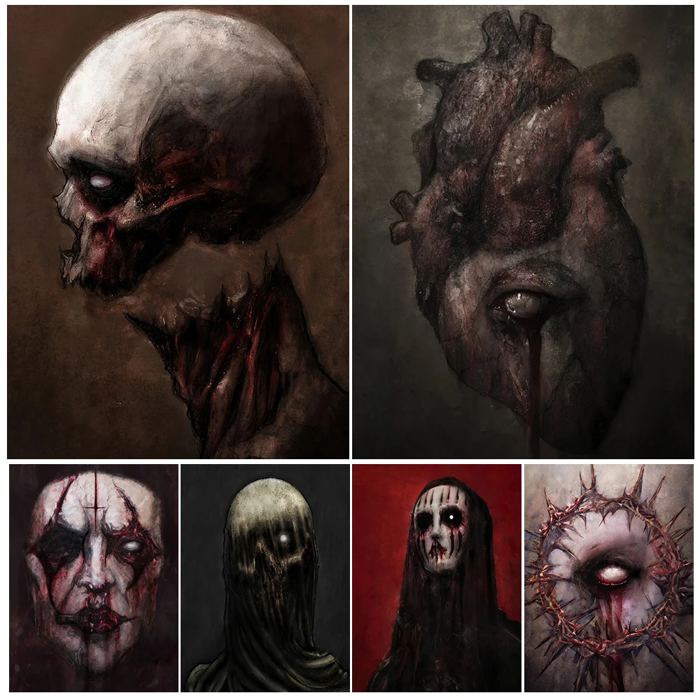 

King Of Hell,Baphomet The Dread,Devil Eyes,Abstract Wall Art Canvas Painting Horror Portrait Fantasy Art Poster Print Home Decor