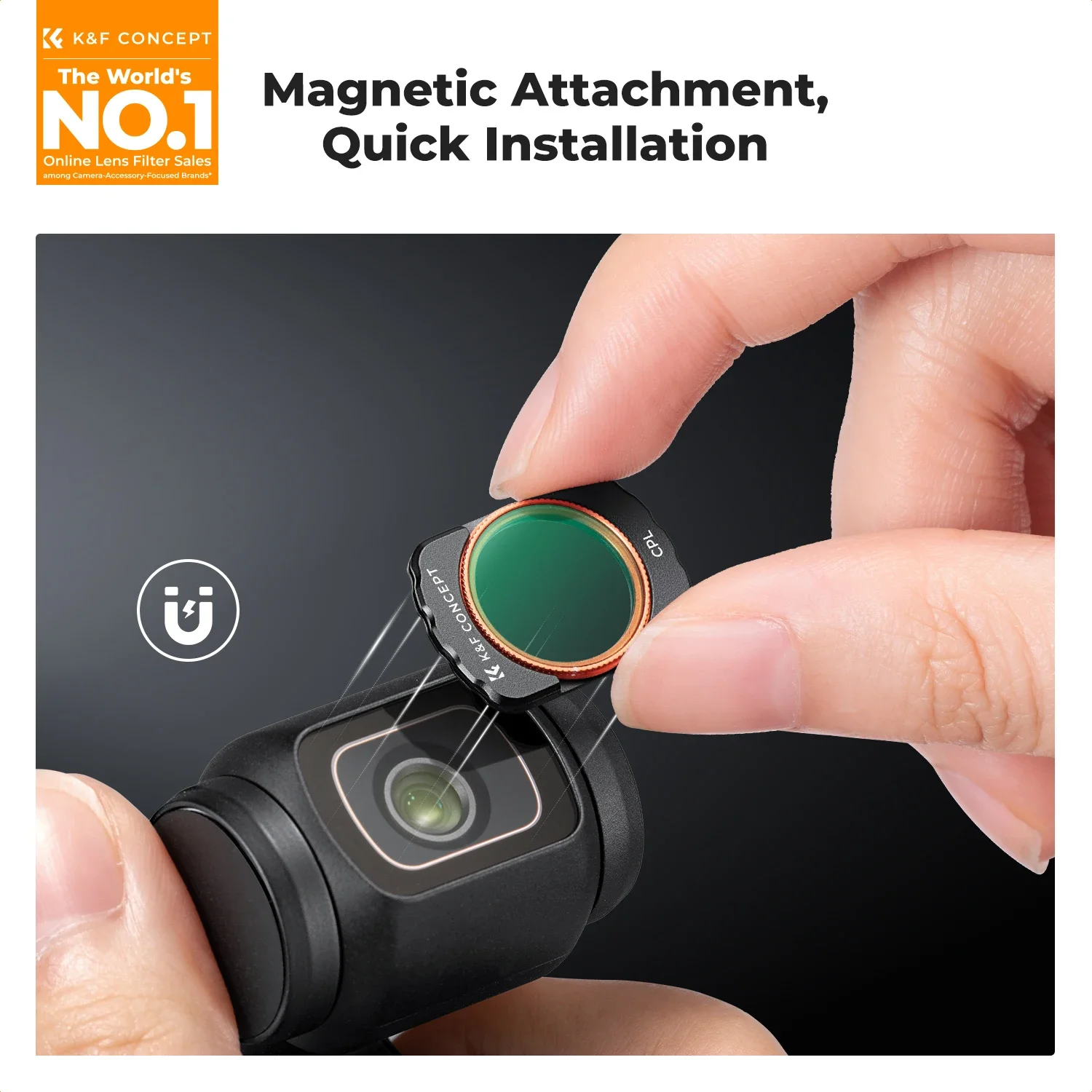 K&F CONCEPT Magnetisch lensfilter voor DJI Osmo Pocket 4 3 Verstelbaar ND2-32 ND32-512 UV CPL ND/PL Black-Mist 1/4 Optionele filters