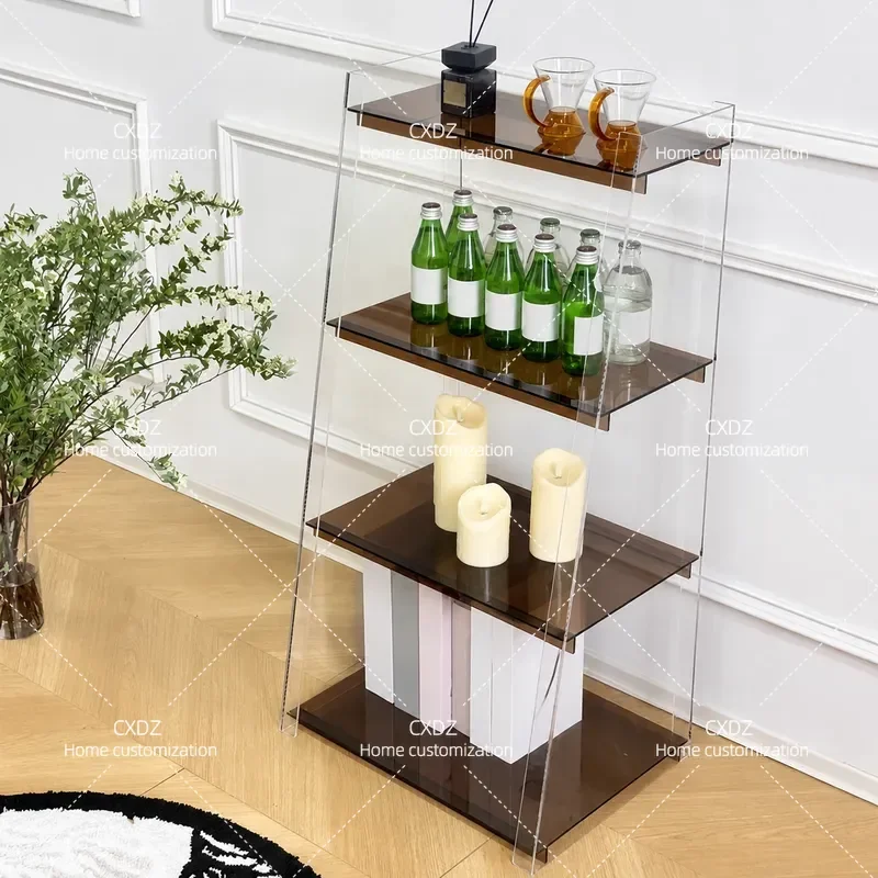 Acrylic Shelves Living Room Floor to Ceiling Multi Layer Display Shelf Bathroom Storage Rack Bookcase Bookshelf Organizer