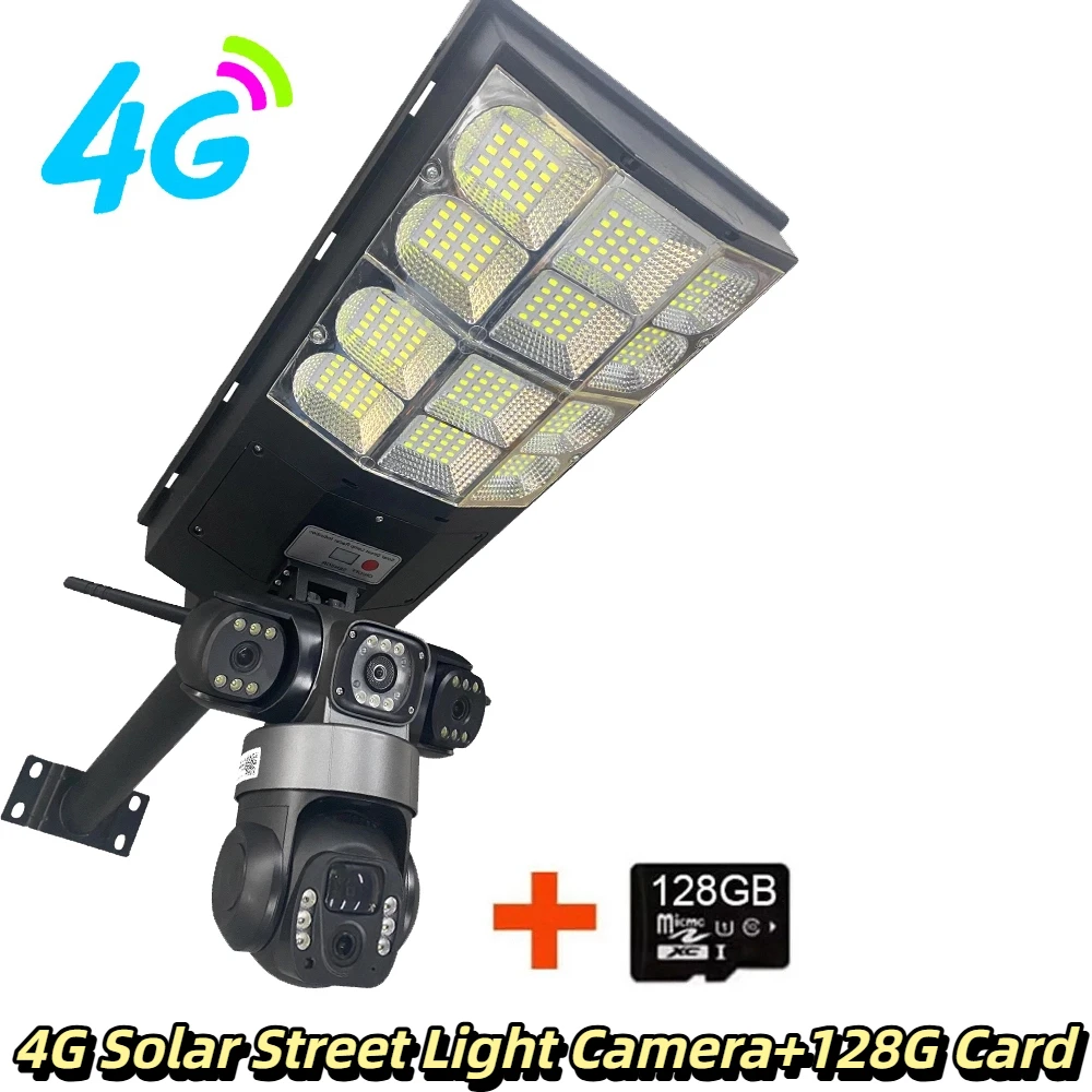 12 MP zonnecamera 4G buitenstraatverlichting 3 lenzen HD 3 scherm PIR menselijke detectiecamera's IP66 waterdicht nachtzicht CCTV-beveiliging