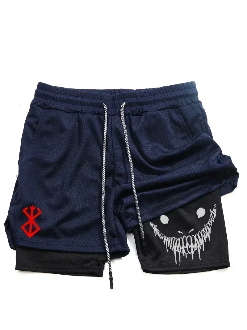 Berserk- Men\'s 2-in-1 sports shorts running quick drying shorts gym and fitness training double layered Training shorts