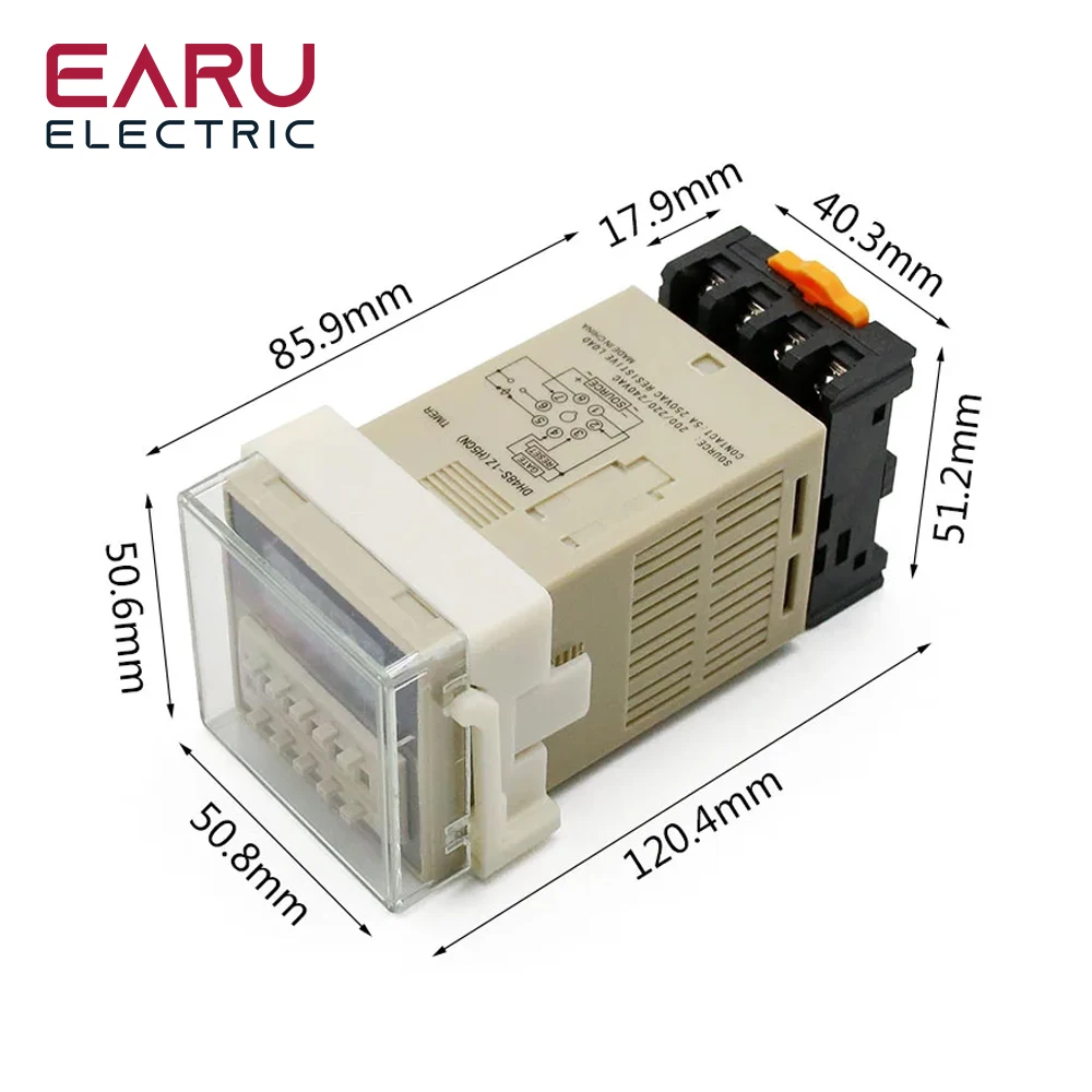 DH48S-1Z DH48S-2Z DH48S-S Digital LED Programmable Timer Time Relay Switch 0.01S-99H99M DIN RAIL AC110V  with Socket Base