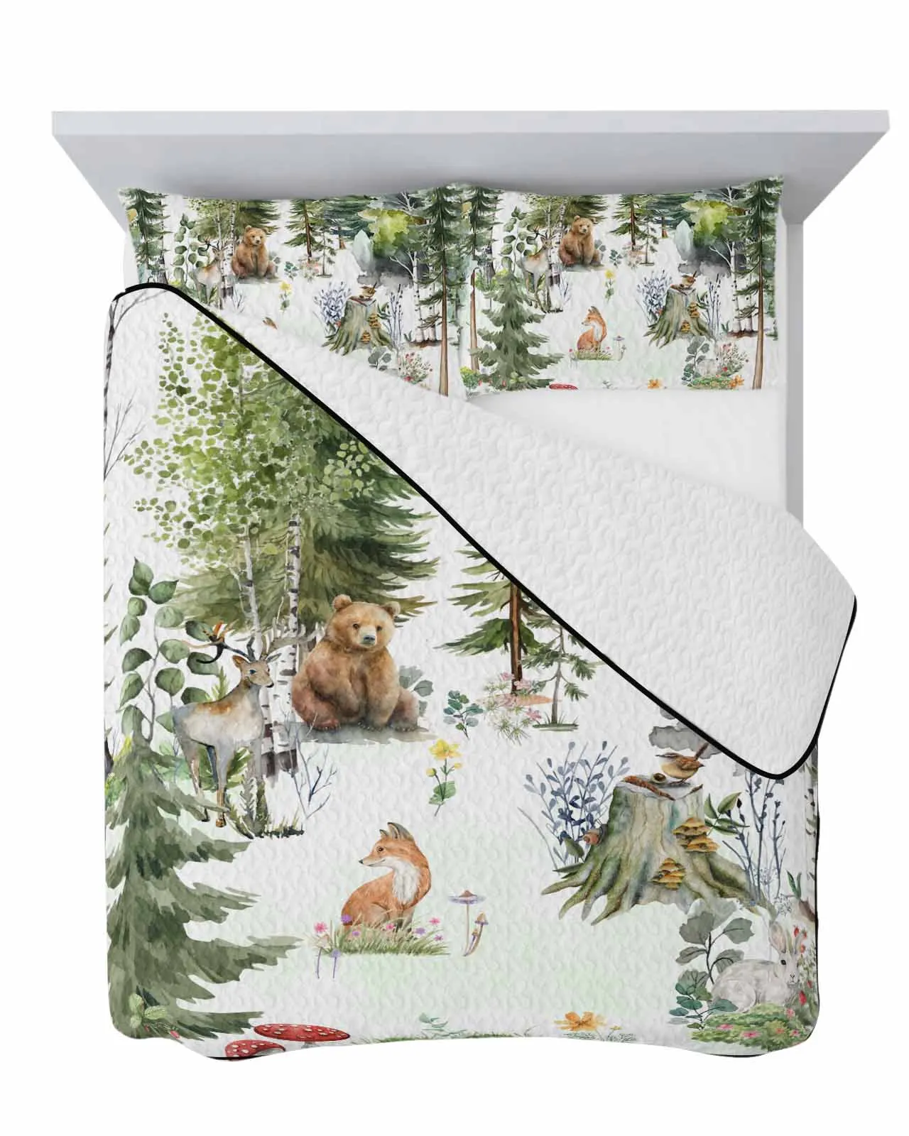 Animals Bears Deer Foxes Rabbits Trees Nature Summer Cooling Quilt Air Condition Blanket Comfortable Lightweight Thin Quilt