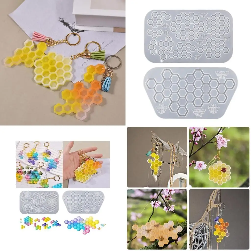 

J78F Epoxy Jewelry Mold Honeycomb Epoxy Resin Casting Mold for DIY Keychain,Wall-Art
