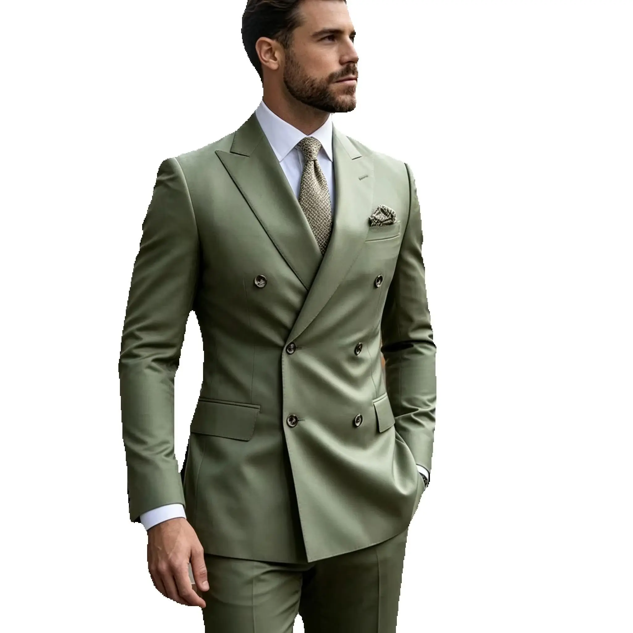

Fashion 2 Pieces Men's Formal Groom Suits Office Men Suits Outfits Peak Lapel Single Breasted Blazer Pants for Business/Wedding
