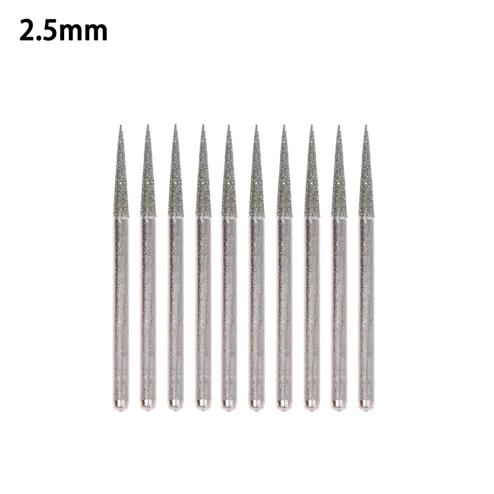 Diamond Burr Grinding Head Set 10Pcs 14mm for D Needle for Electric Rotary Tools Suitable for Glass Ceramics and Stone Material