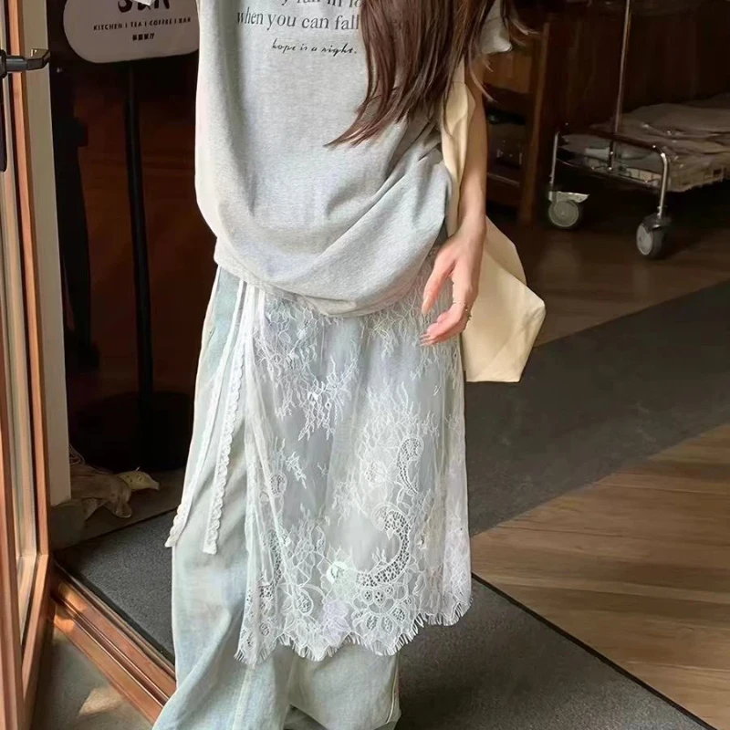 

Korean Style Lace Fart Curtain Embroidery Lace Headscarf Lace Layering Mesh Skirt Apron Half Body Gauze Skirt Peplum Skirt