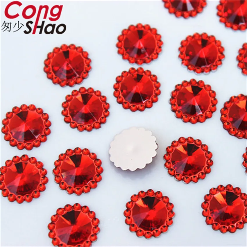 Cong Shao 200pcs 12mm AB Color Round Sun Flower Acrylic Crystal Stone Flatback Rhinestone For DIY Craft Clothes Decoration ZZ761