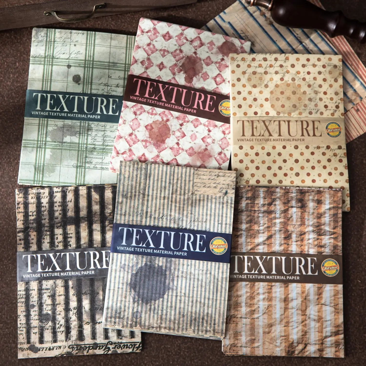 24sets/lot Memo Pads Material Paper Time woven pattern Junk Journal Scrapbooking Cards Retro Background Decoration Paper