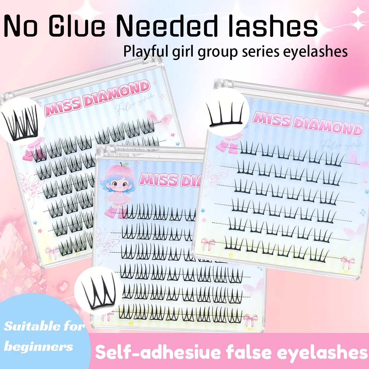 Pestañas K-pop sin pegamento: naturales y esponjosas, agrandamiento instantáneo, usables para un aspecto sin maquillaje, livianas y rizadas