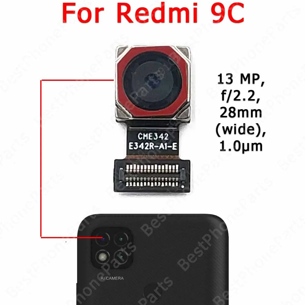 Rear Camera For Xiaomi Redmi 9A 9C 9T 9 Back Camera Module Replacement Repair Flex Backside View Spare Parts