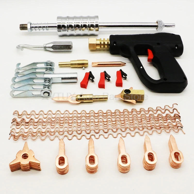 

Auto Body Repair Tool Kit Dent Puller Set Spot Welding Gun Clamp Triangular Sheet Pull Hammer Locking Disc Sheet Metal Repair