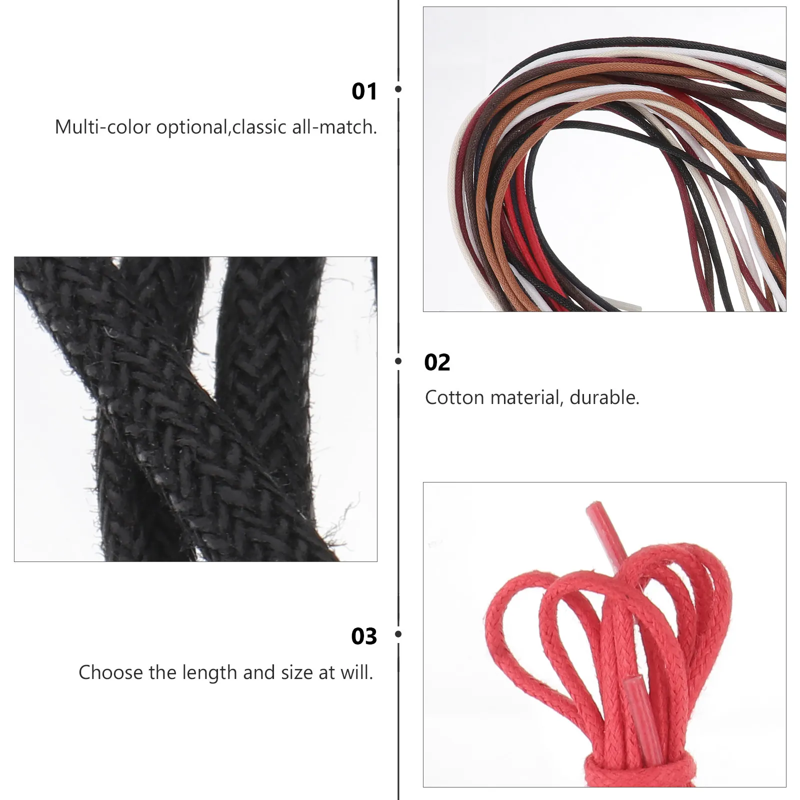 8Pairs Waxed Cotton Shoelaces Fray Resistant Soft Touch Classic Shoe Laces Compatible with All Casual Sports Sneakers Canvas
