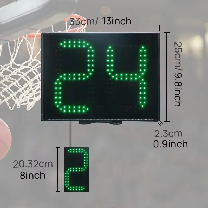 Bright Green Digital Display LED Shot Clock Timer Programmable 14/24/30 Seconds Countdown Counter for Basketball Game
