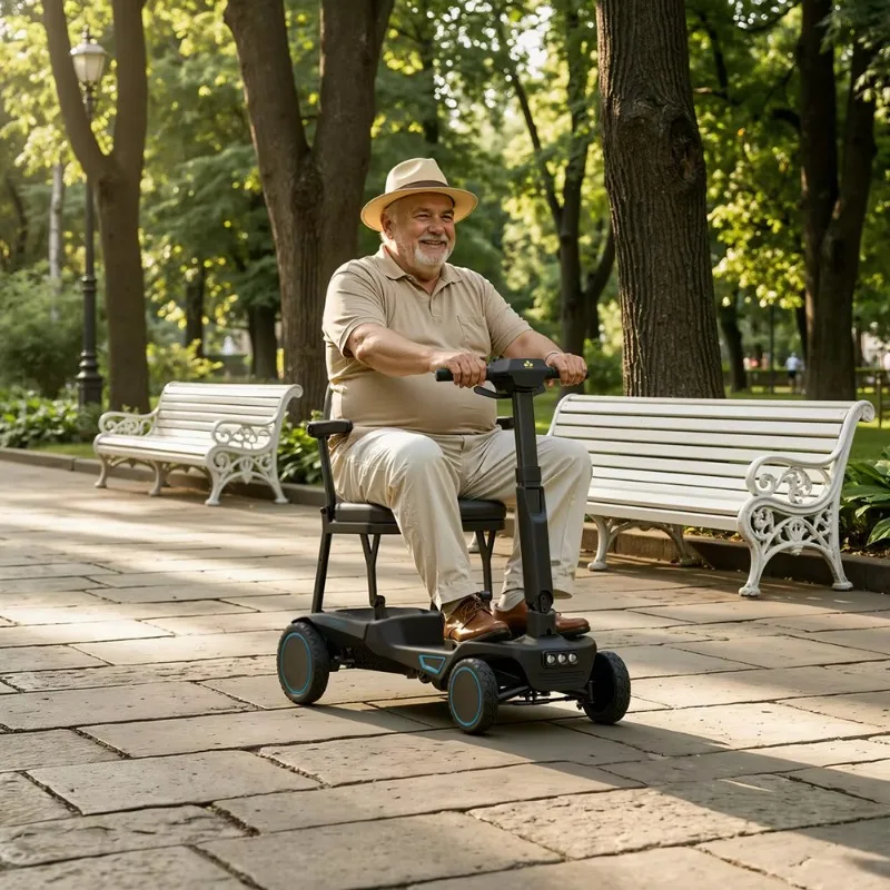 

120Kg maximum load-bearing 4-wheel electric scooter brushless motor aluminum alloy 24V battery 1 second folding CE certification