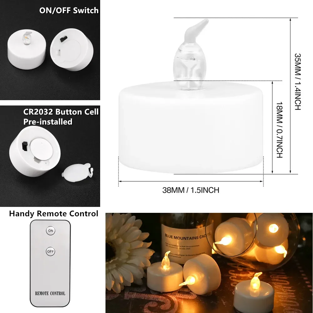 Bougie électronique LED sans flamme avec télécommande, éclairage LED avec flamme vacillante, bougies chauffe-plat, décoration d'intérieur pour Halloween et noël