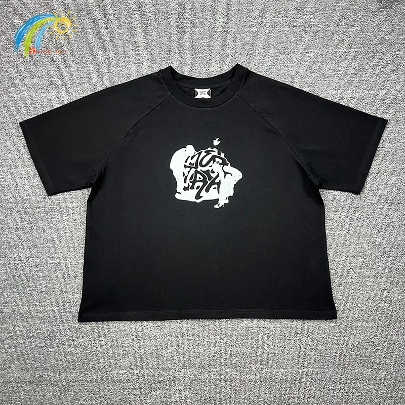 

Letters Logo Print Mertra Short Sleeve T Shirt Men Women Summer Oversized Black White Tee Tops Streetwear Splicing T-Shirt Tags