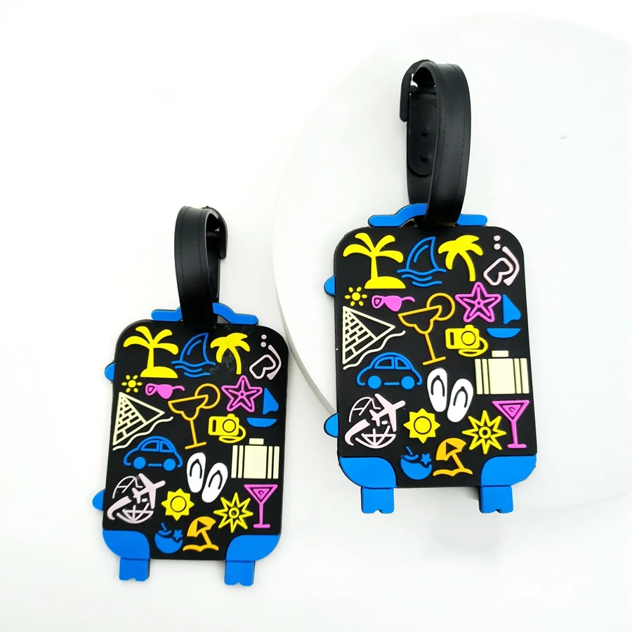 블랙 휴가 수하물 태그 펜던트, 여행 공항 수하물 분실 방지 ID 태그, 성인 야외 작업 이름 태그, 1 개, 2 개