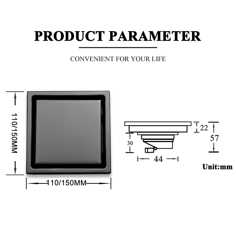 Kwadratowy odpływ podłogowy 304 płytka ze stali nierdzewnej niewidoczna wkładka kwadratowe tarki odpływowe podłogowe łazienka antyzapachowy odpływ