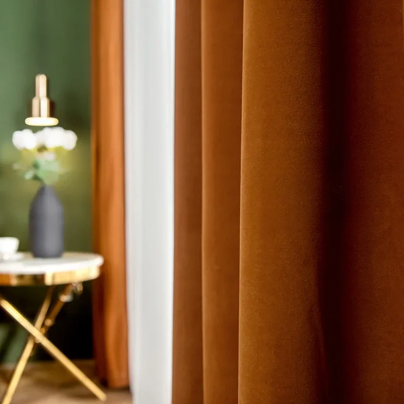 

Роскошные французские занавески карамельного цвета в стиле ретро из бархата для гостиной и спальни, однотонные затемняющие шторы
