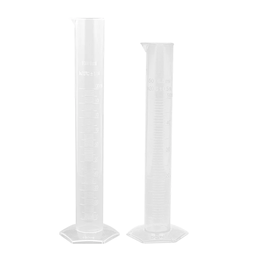 2pcs Graduated Cylinder Premium Plastic Measuring Cup Scale Laboratory Experiments Chemistry Mixing