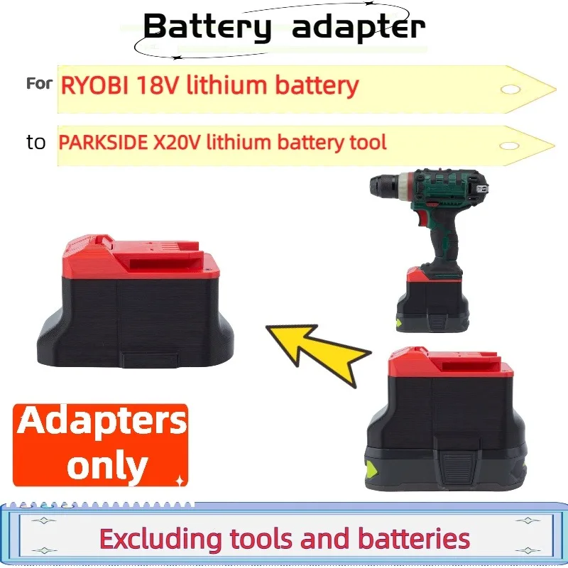 

Адаптер для литиевой батареи RYOBI 18 в, преобразование в беспроводную электродрель с литиевой батареей PARKSIDE X20V (только адаптер)