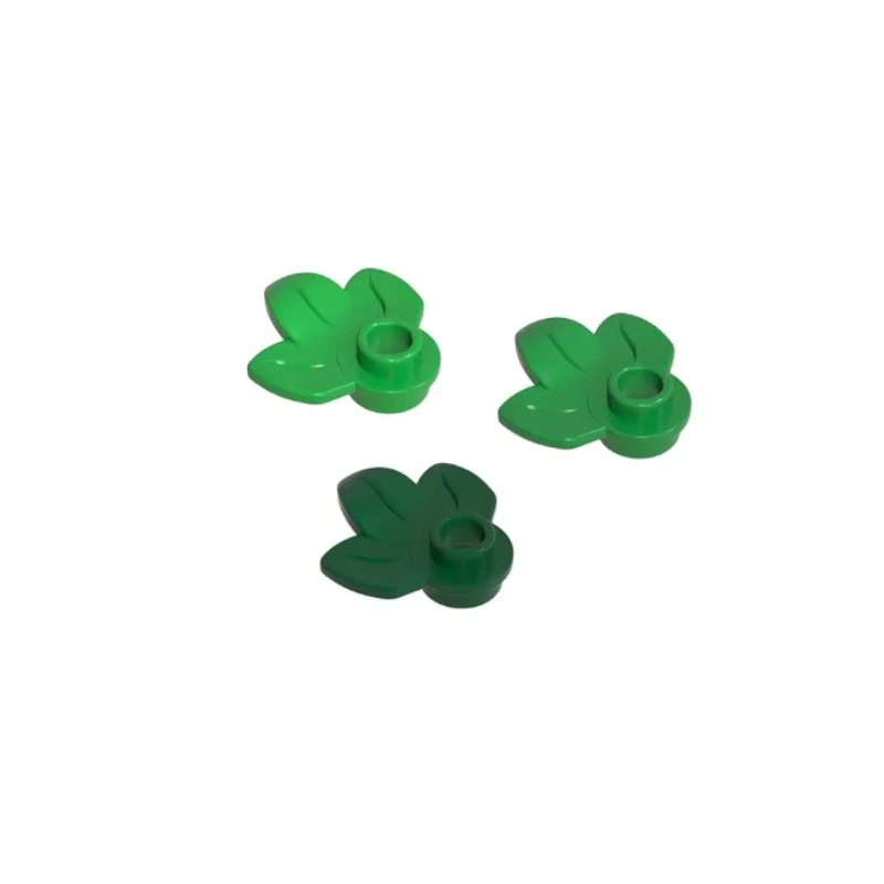 

Bricks Technical 10PCS 32607 Plant Plate Assembles Particles Building Blocks Kit Round 1x1 With 3 Leaves Bricks Idea Toys