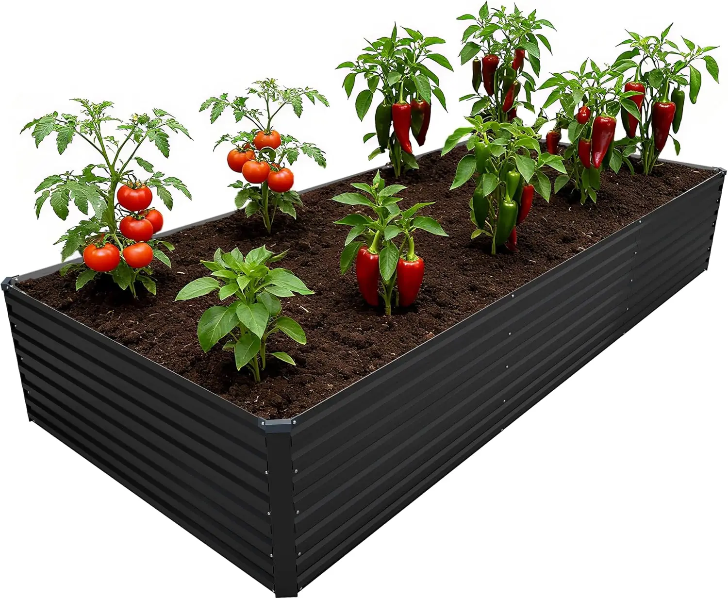Galvanized Raised Garden Bed Outdoor Patio Large Rectangular Metal Planter Deep Root Box Gardening Vegetable Flower Herb