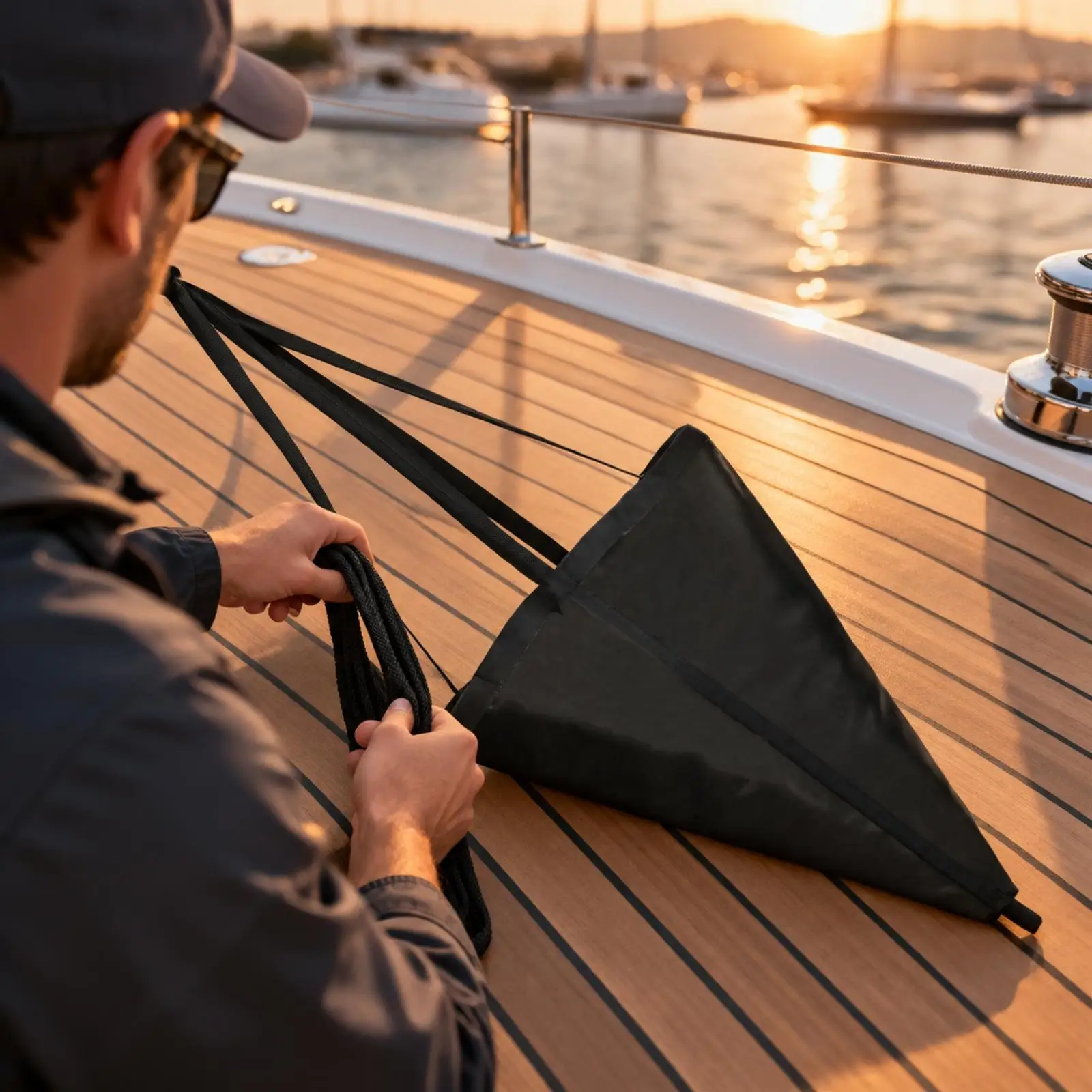 Marine Anchor for Boat Stainless Steel Drogue Sea Anchor Tapered Cone Textile Stabilizer Drift Control Fishing Accessory
