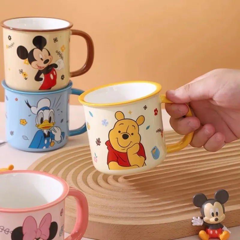 Disney Lotso Mickey Minnie kaczor Donald Judy animacja kreskówka urocza kubek ceramiczny dla dzieci kreatywna Kawaii filiżanka kawy kubek na prezent