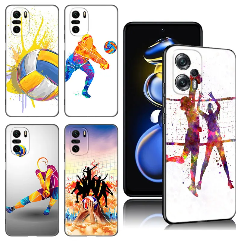 Volleyball Sport Black Silicone Phone Case For Xiaomi POCO X3 X4 NFC F5 M3 M4 M6 X5 X6 Pro F3 F4 GT 5G C55 C65 M5