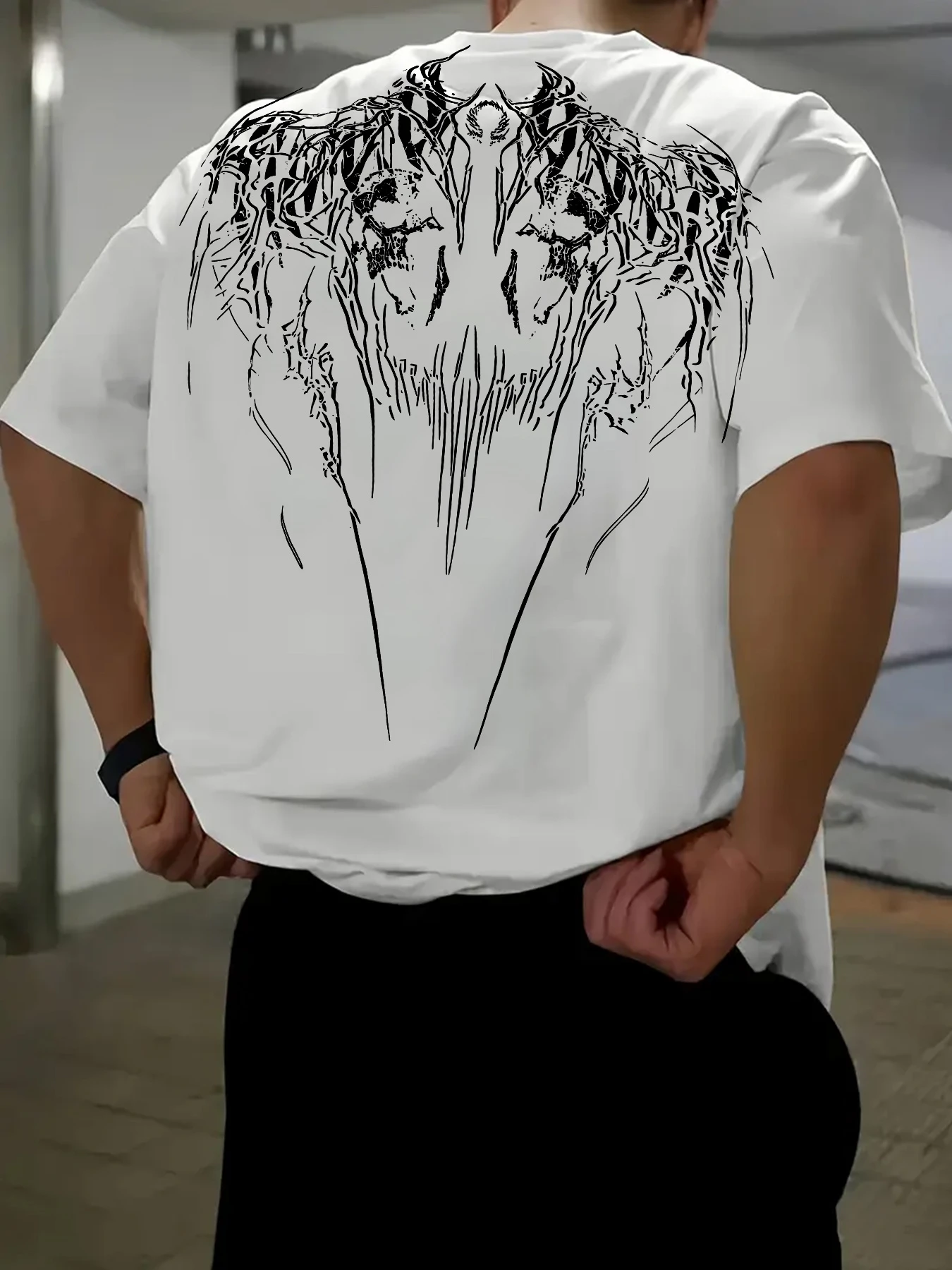 Gothic Dark Checkered Pattern Men's Summer Casual Short-Sleeve T-Shirt Men T Shirt