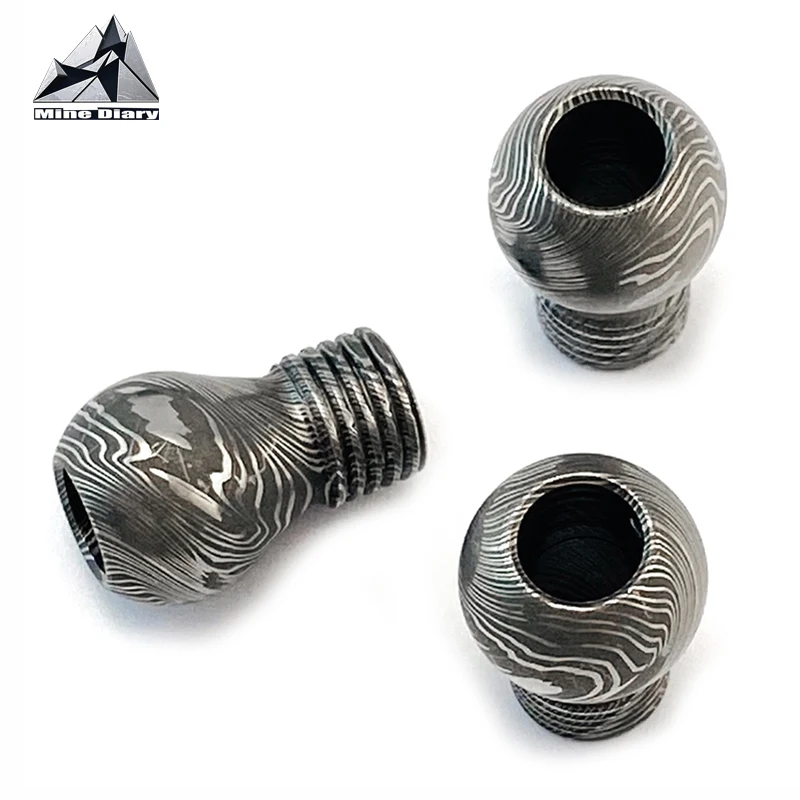 EDC Knife Pendant Damascus Steel Paracord Pendant Titanium Alloy Parts Outdoor Survival Equipment Pendant Accessories