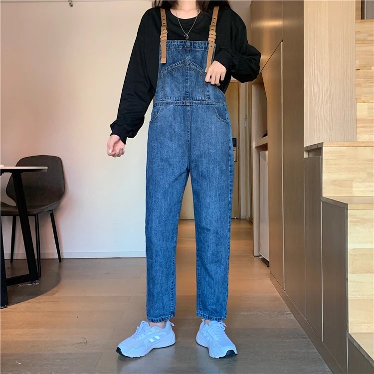 

Vintage Denim Overalls Jumpsuit Women Korean High-waisted Loose Youthful Jean Jumpsuits Female Casual Streetwear Pants 2025