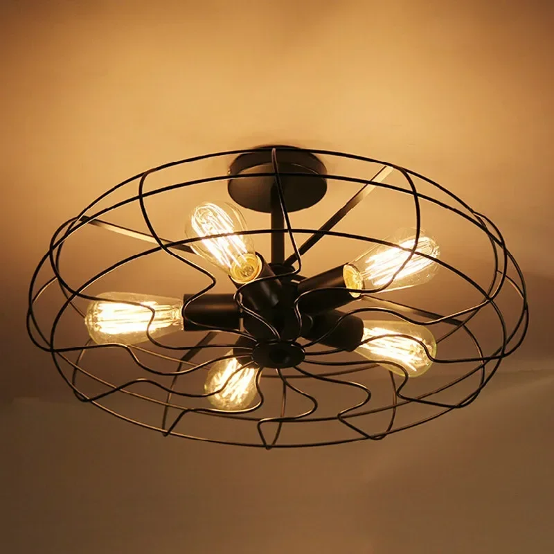 Black White copper Iron industrial cage Light earth cage creative diamond Loft Ceiling lights vintage restaurant bar foyer lamp