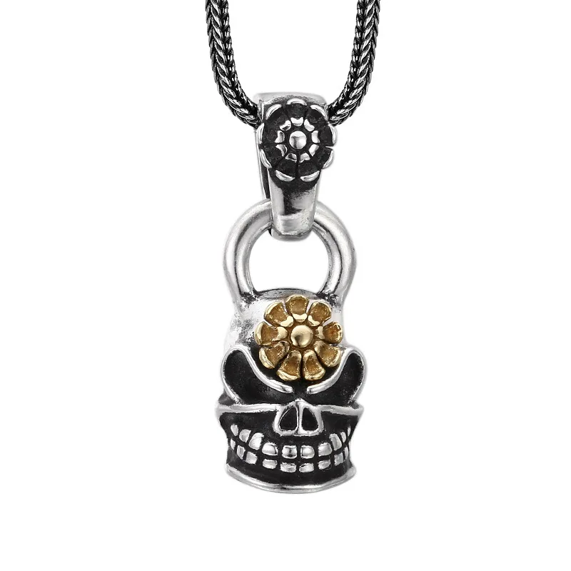 

Wholesale 925 sterling silver skull pendant, Thai silver punk trend retro vintage vintage fashion necklace pendant accessories