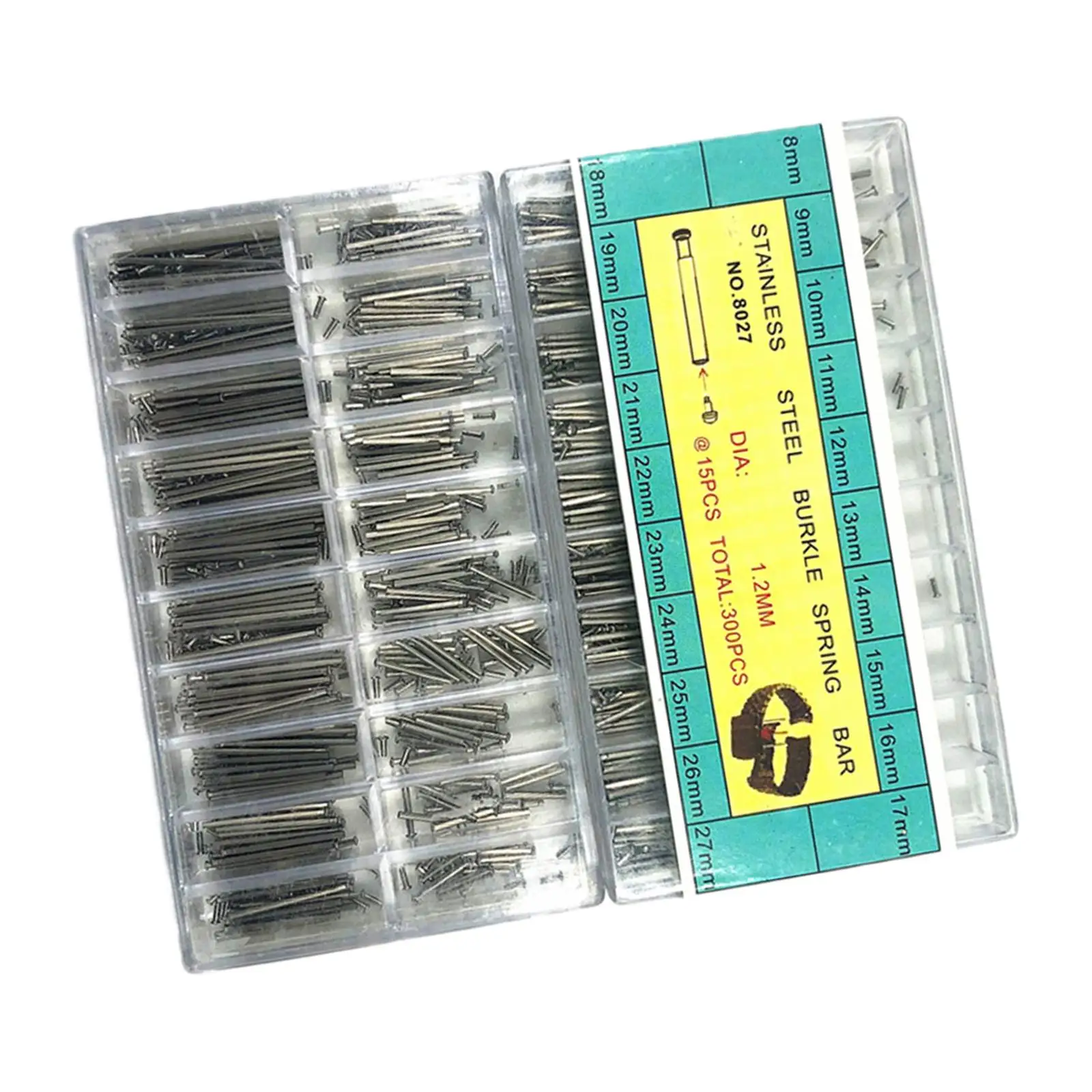 300Pcs Band Spring Bars 27mm Double Flange Release Strap Pins for Repair, Replacment, Repair Kit Different Sizes