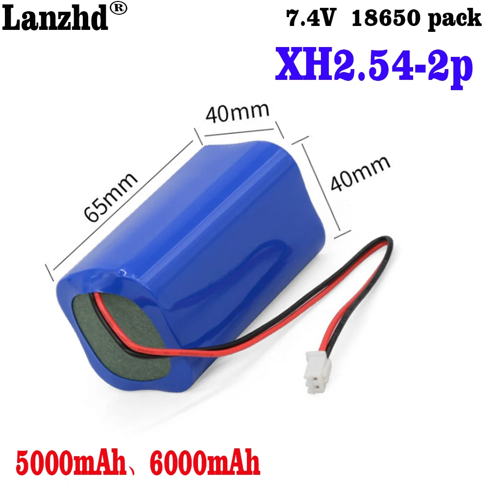 2S1P 2S2P 18650 battery pack 7.4V 18650 batteries 6000mAh with XH2.54 PH2.0 Protection For flashlight miner\'s lamp Recorder