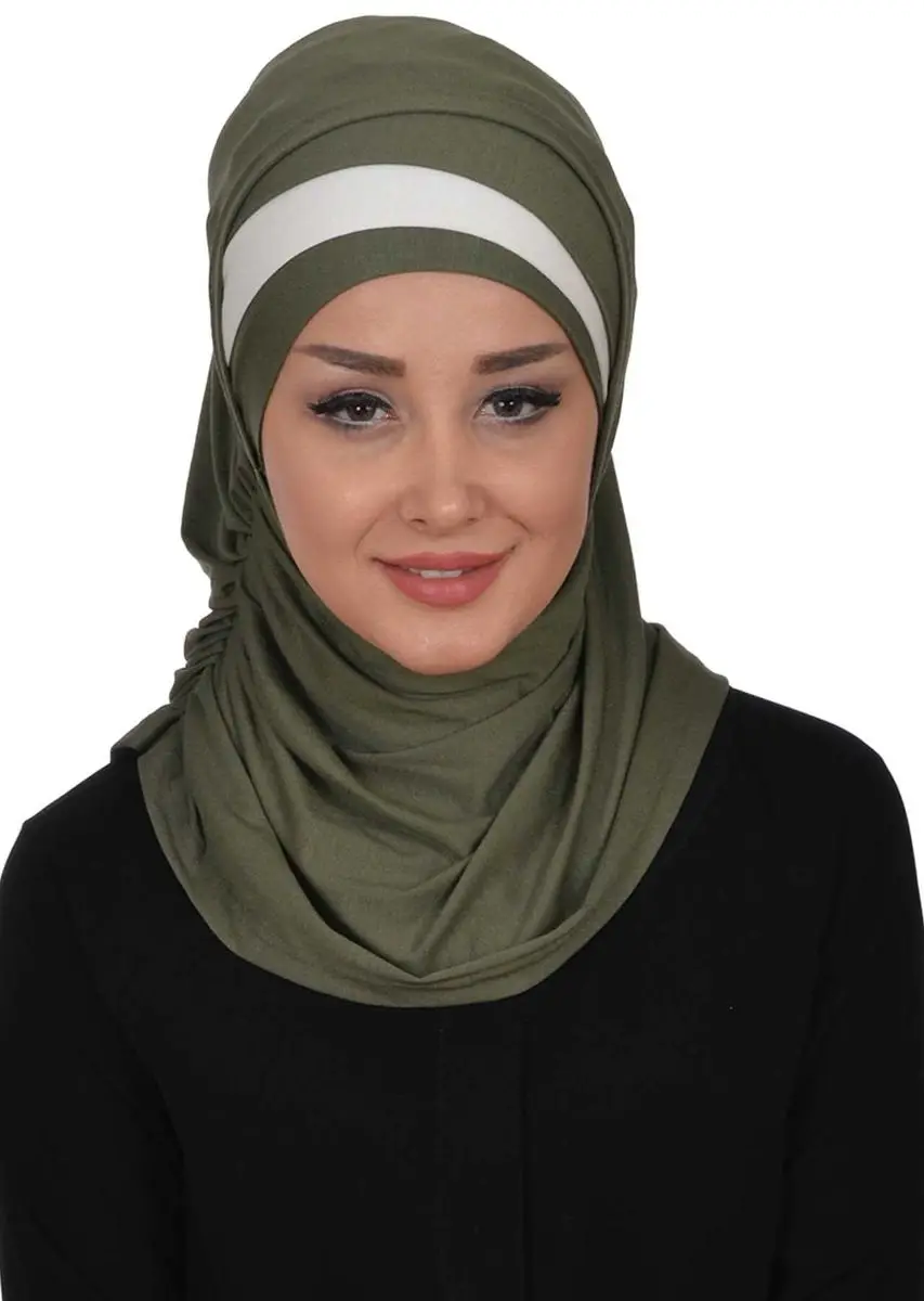 Conjunto de bufanda de doble color caqui