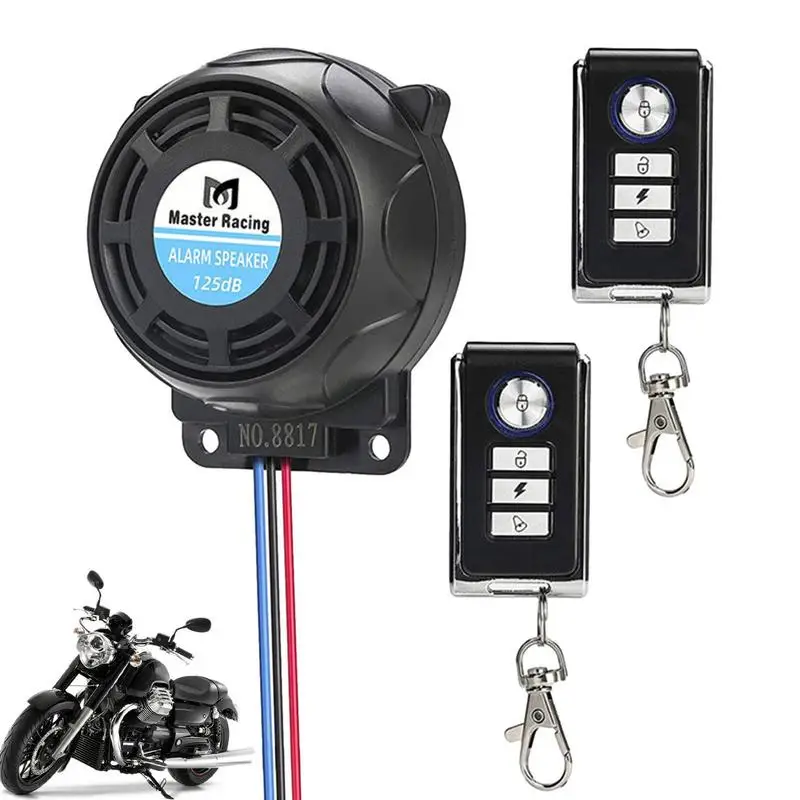 

Motorcycle Bike Anti-Theft Alarm With 2 Remote Anti-theft Electric Bike Accessories 125dB Vibration Alarm System Waterproof